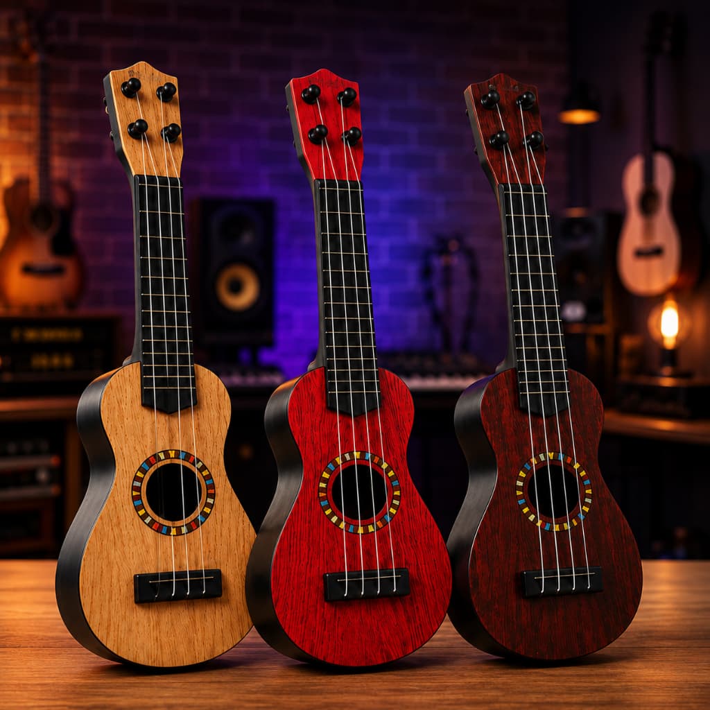 Mini Violão Infantil 37cm Brinquedo Musical Educativo 4 Cordas de Nylon Ukulele