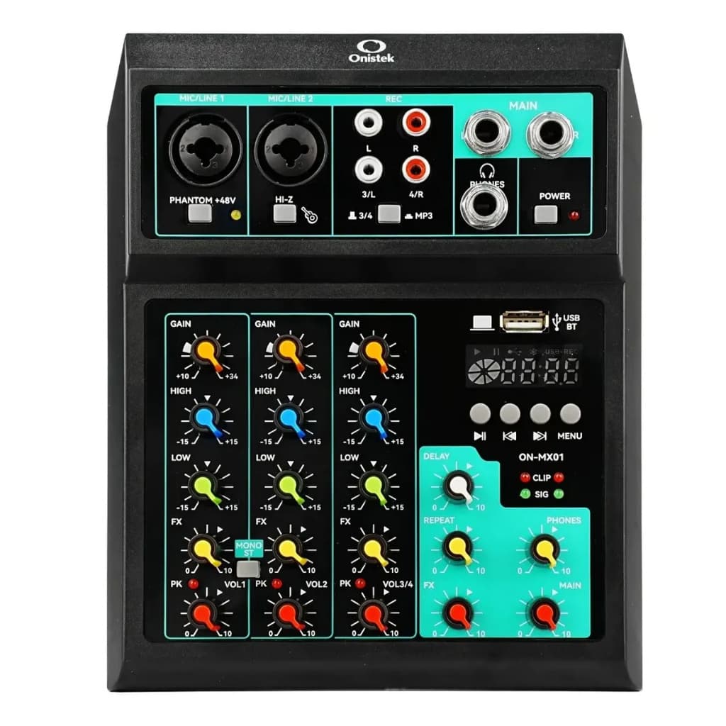 Mesa De Som Digital 4 Canais Bluetooth Usb Phantom Mixer Mp3