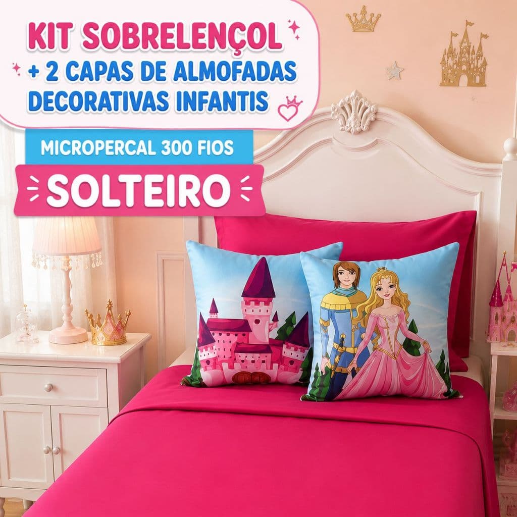 Kit cobre leito sobre lençol 4 peças solteiro infantil micropercal 200 fios macio e elegante.
