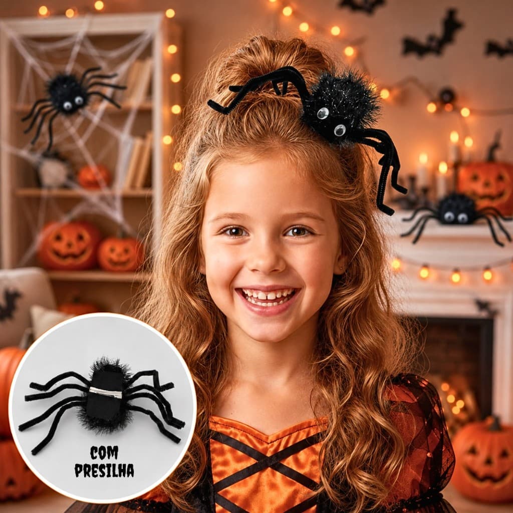 Tic Tac Presilha Clipes Enfeite De Cabelo Aranha Decoração Festa Halloween Dia das Bruxas Cabelo Maluco