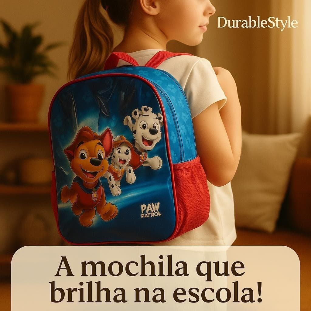 Mochila Infantil Escolar Poliéster Com Compartimentos Azul Rosa