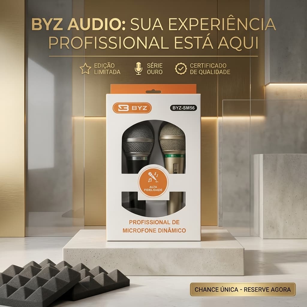 Kit 2 Microfones Dinâmico BYZ-SM56 Profissional - Alta Fidelidade - Microfone com Fio para Karaokê, Igreja, Palestra e C