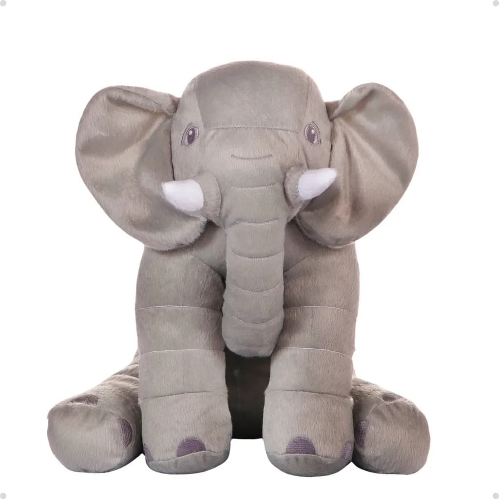 Almofada Elefante Pelúcia Cinza/Rosa 60cm Decoração Quarto Infantil Presente Fofo