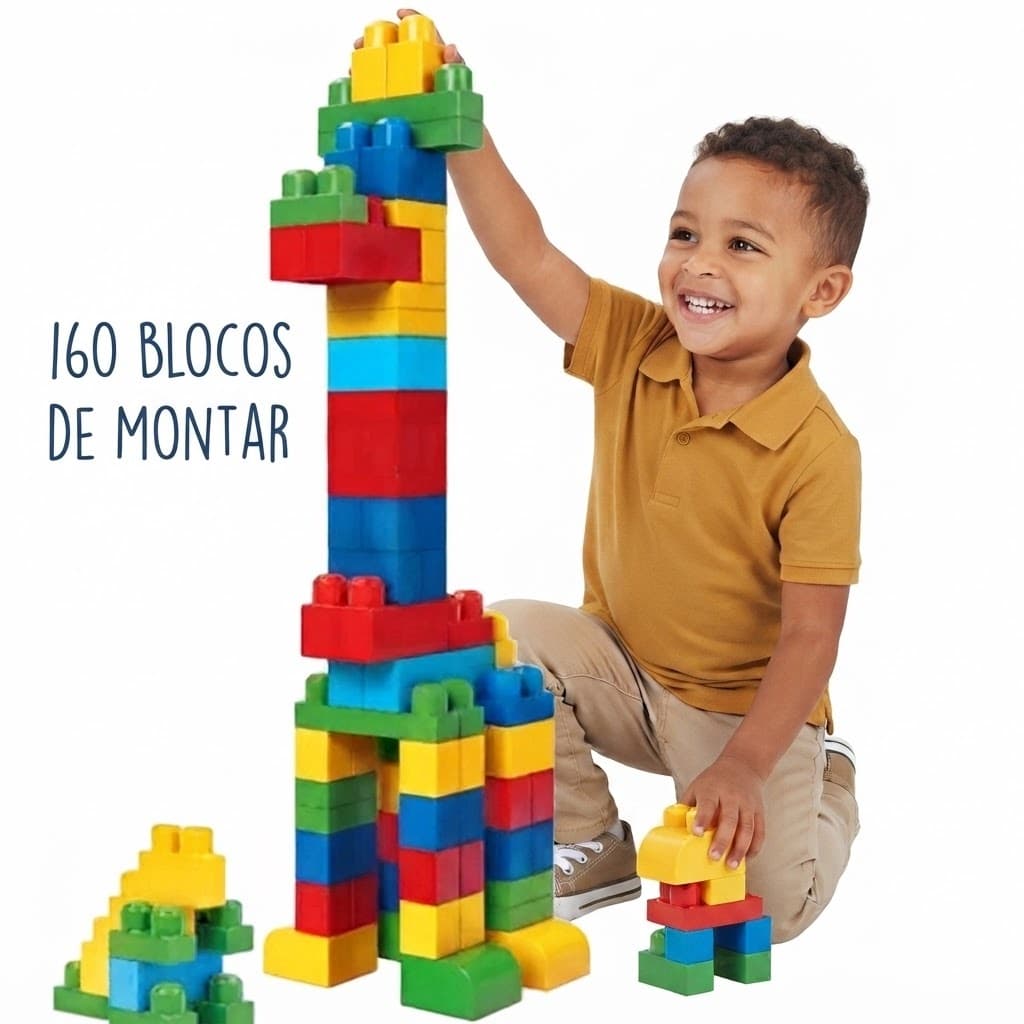 160 Blocos De Montar Super Coloridos Com Rodinhas Educacional Divertido Presente Para Criança Diversos Tamanhos