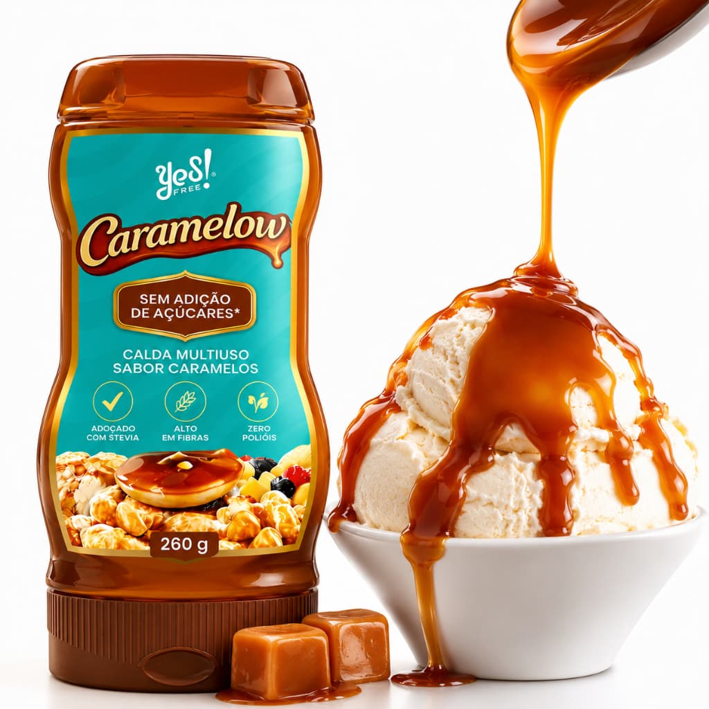 Calda De Caramelo Yes Free  Sabor Caramelow Zero Adição De Açúcares 260g