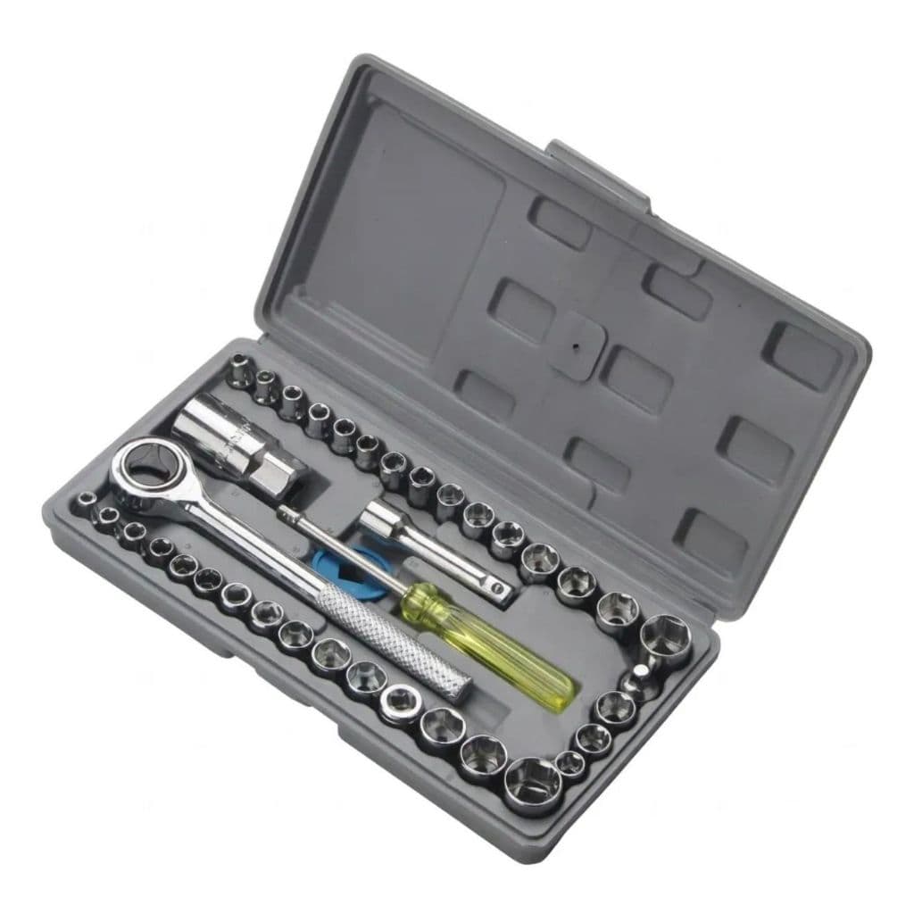 Kit Jogo de Soquetes e Chave Catraca com Estojo 40 Peças – Aço Carbono / Ferramentas Manual