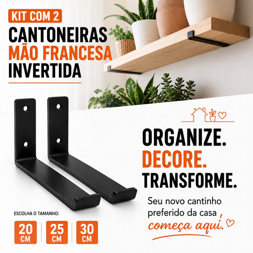 Mão francesa invertida cantoneira para prateleira decoração. kit variável