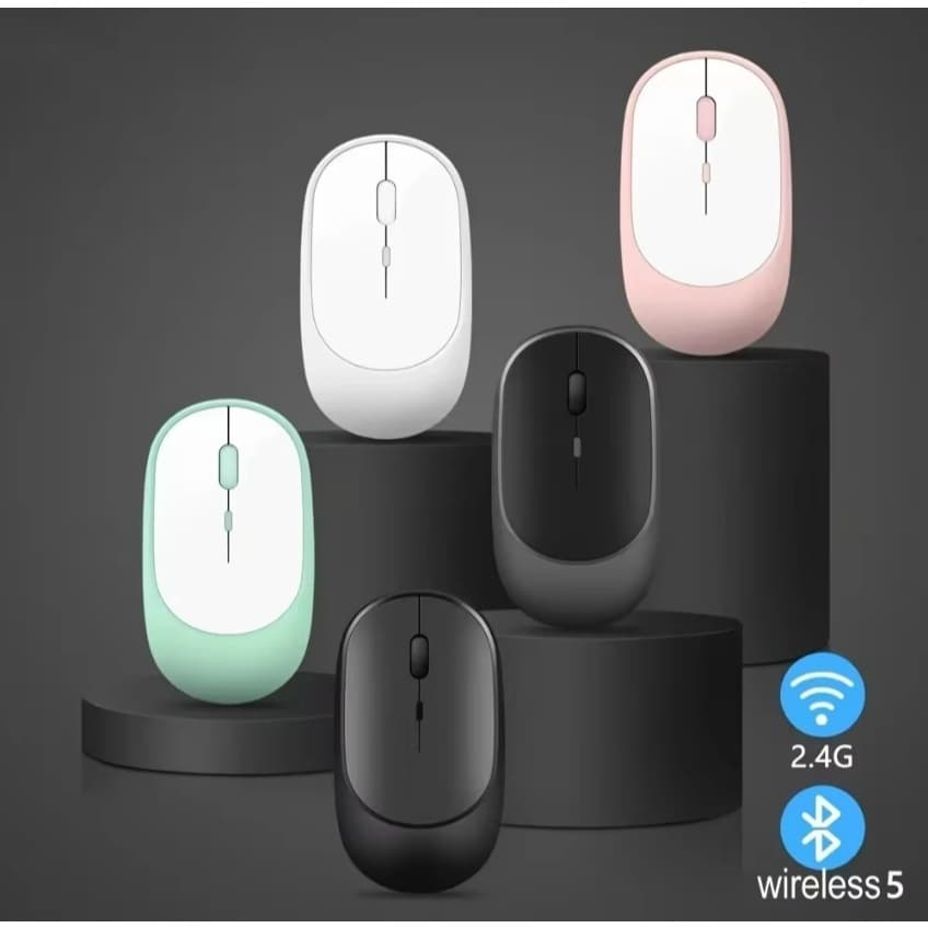 Mouse sem fio recarregável balanceFit, com modos duplos bluetooth + RF para laptop, tablet, pc, macbook