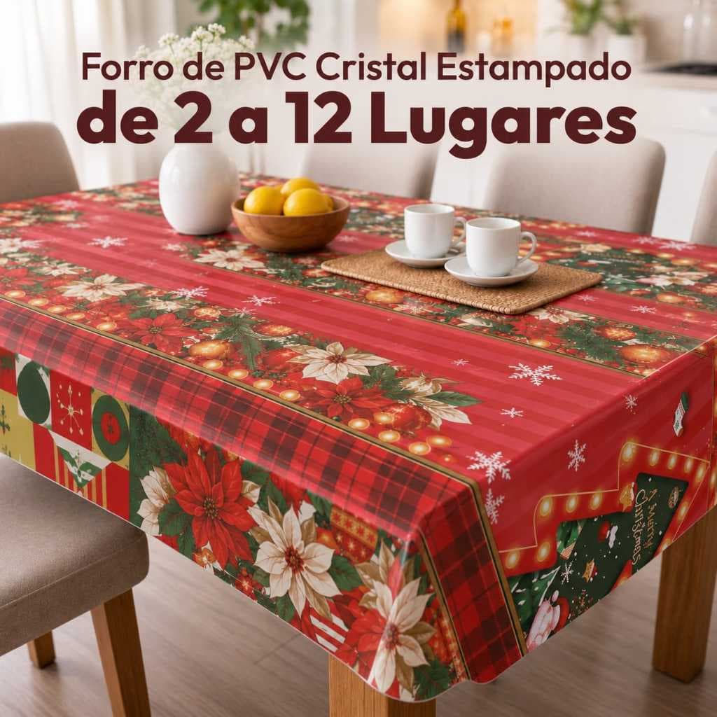Toalha De Mesa Natalina Decoração Natal Para Mesa Estampada PVC Polipropileno