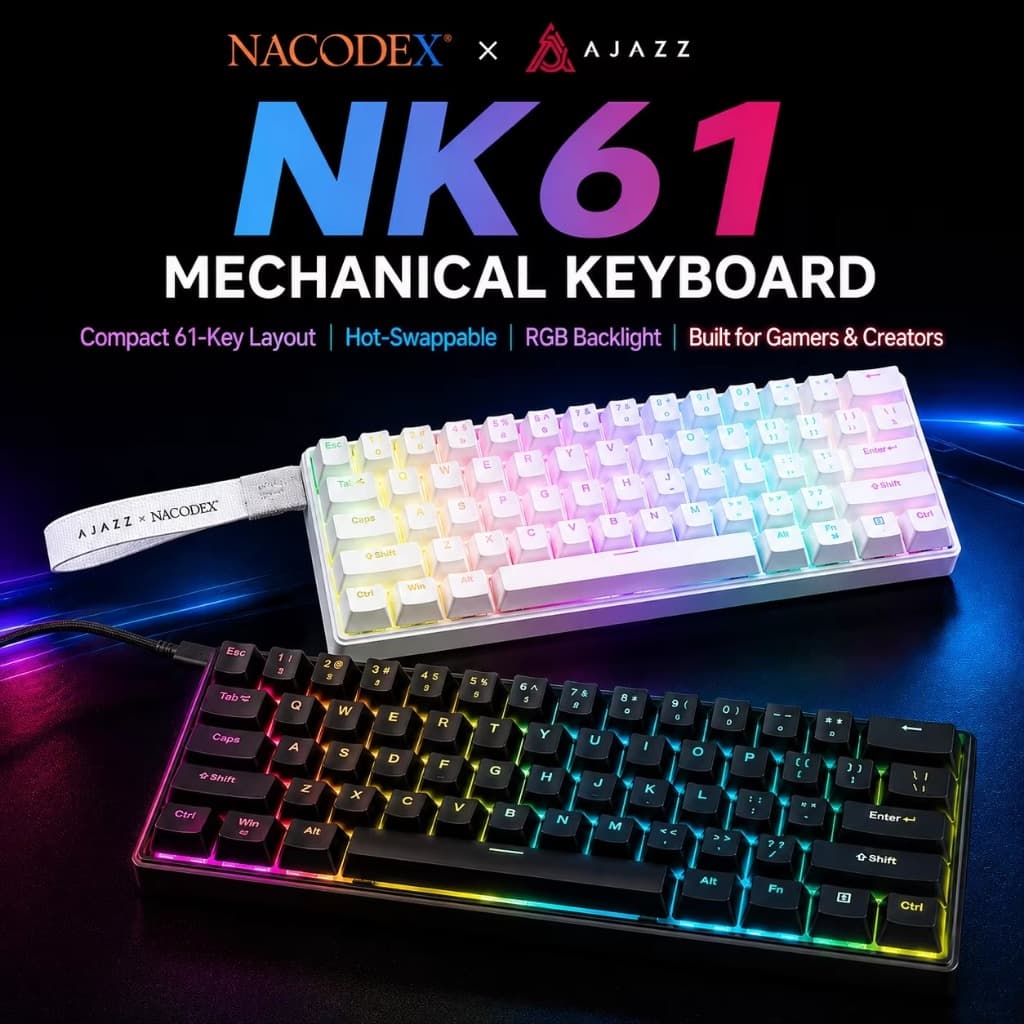 Teclado Mecânico Gamer Ajazz Nk61 60% Rgb Red Switch Cor de teclado Preto