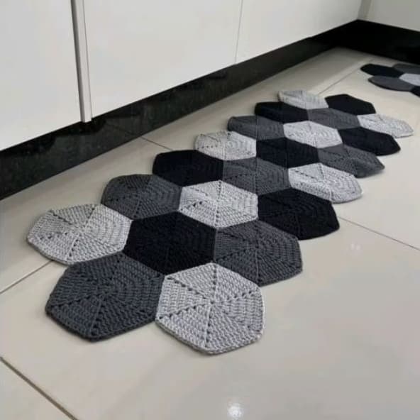 Tapete hexágono | Passadeira de cozinha | Trilho de mesa | Tapete grande | Tapete de quarto