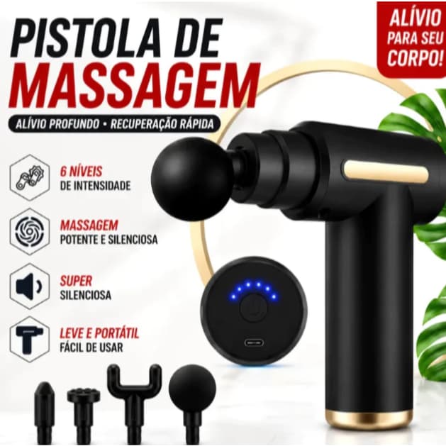 Massageador Muscular Mini Portátil 6 Níveis Silencioso Recarregável Massagem Relaxante 4 Cabeças Para Lugares do Corpo