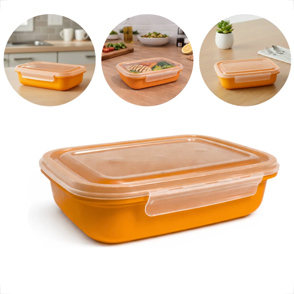 Potes Marmita Fitness 500ml Tampa Segura com Trava Plástico Colorido e Cristal Uso Diário
