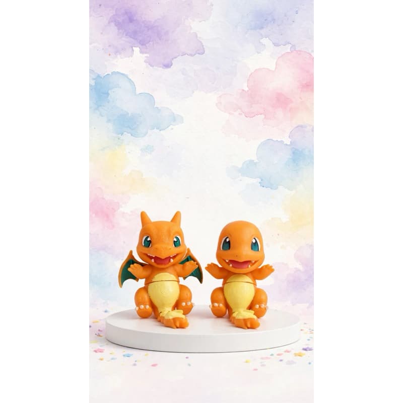 Kit Pokémon Fogo Charmander + Charizard 10cm Articulável