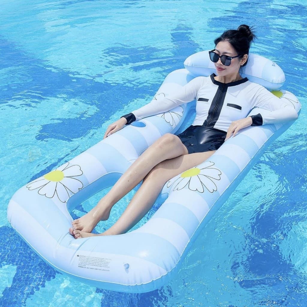 Boia Colchão Inflável Solteiro com Boia Porta Copo – Viagem, Praia, Camping e Piscina Lagoa