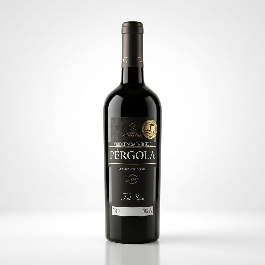 Pérgola Vinho Tinto Seco 750ml Uvas Bordô e Isabel 10,2% Vinícola Campestre Rio Grande do Sul