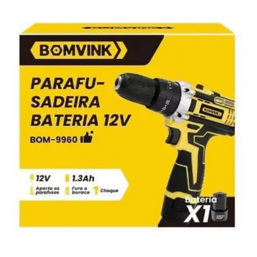 Parafusadeira e Furadeira Sem Fio Bomvink BOM-9960 Professional