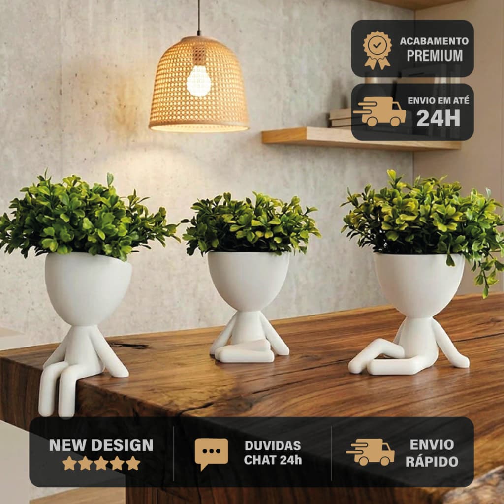 Kit 3 Mini Vasinhos sem Planta FLOR artificial Enfeite Bob Robert para Decoração Casa Mini 6 cm
