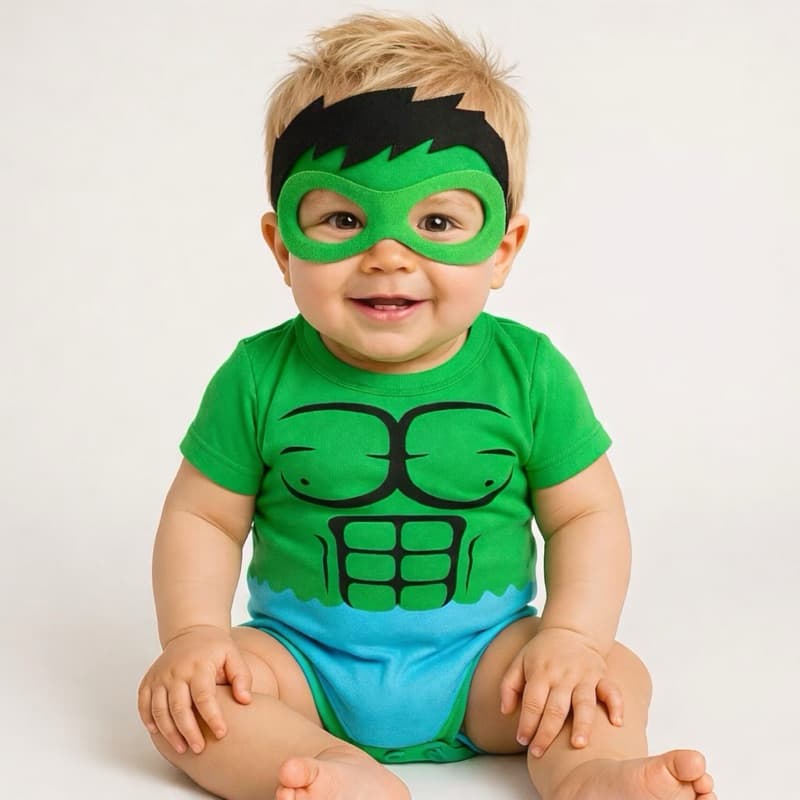 Body Bebê do Hulk  Body + Mascara Bori Mesversario Temático Personagens