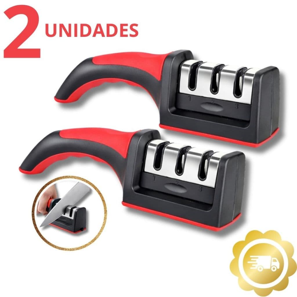 Afiador de Facas Profissional 2 Unidades Amolador Manual 3 Estágios Cozinha
