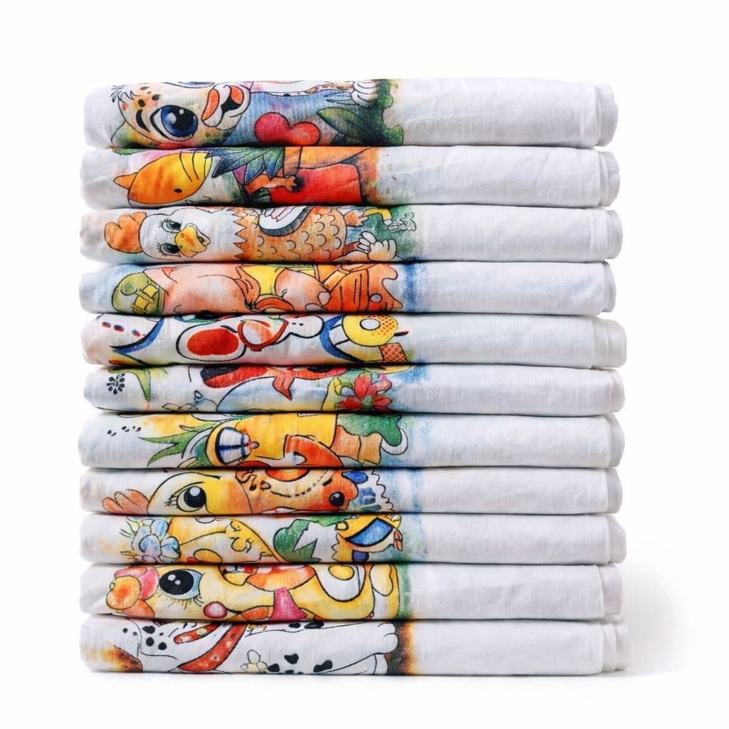 Kit 10 Pano de Prato Estampado Bainha 100% Algodão Absorvente Macio