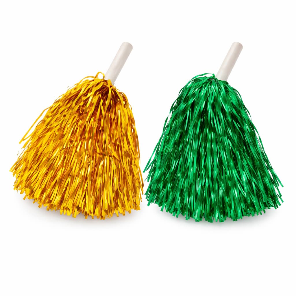 Kit PomPom Brasil Verde e Amarelo Metalizado Copa Torcida 30cm