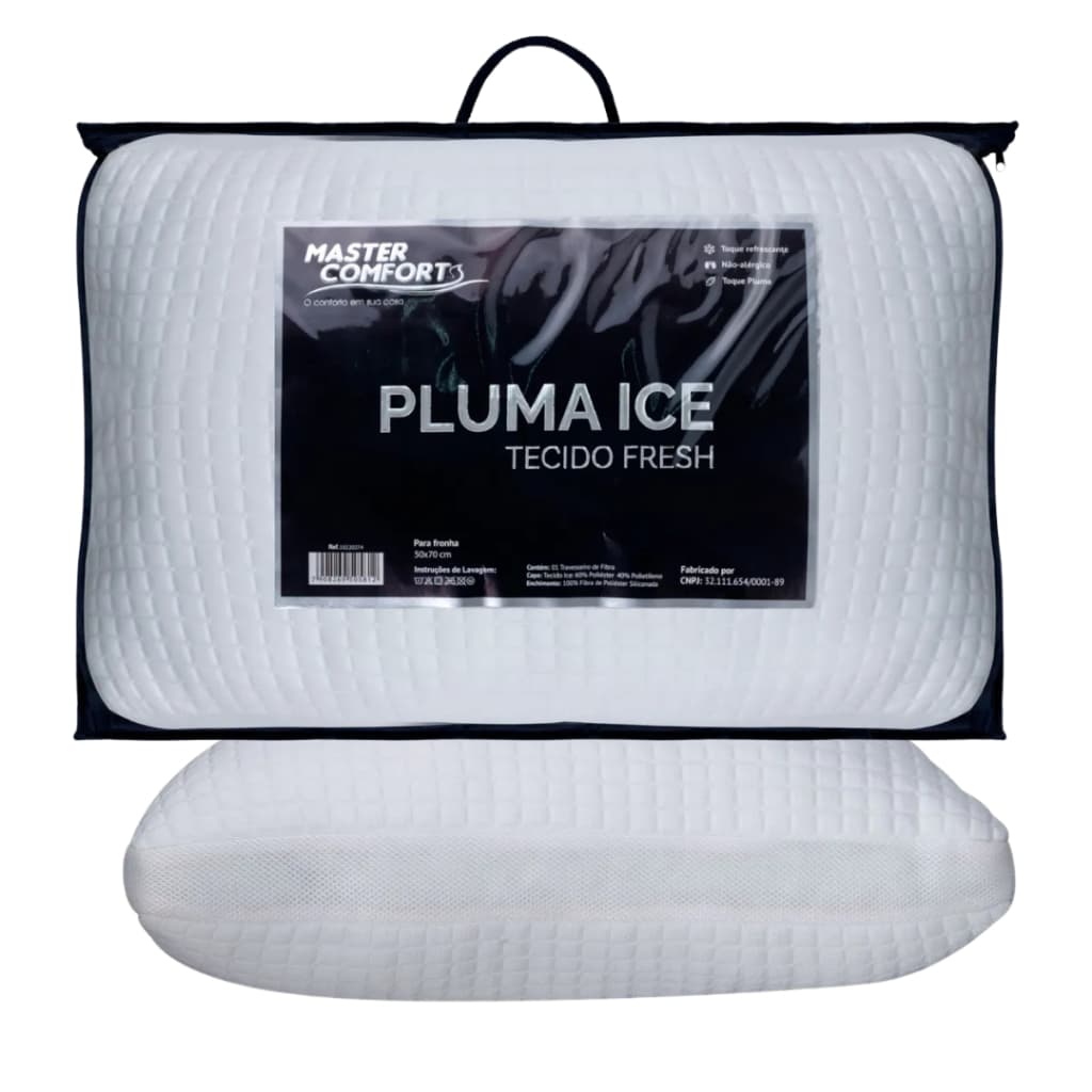 TRAVESSEIRO PLUMA ICE  FIBRA SILICONADA 01 PÇ TECIDO REFRESCANTE 70X50X15 LINHA HOTEL LUXO