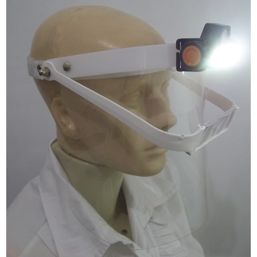 Face Shield Protetor Facial com Lupa De 4 Lentes + Luz de LED Auxiliar Removível Máscara
