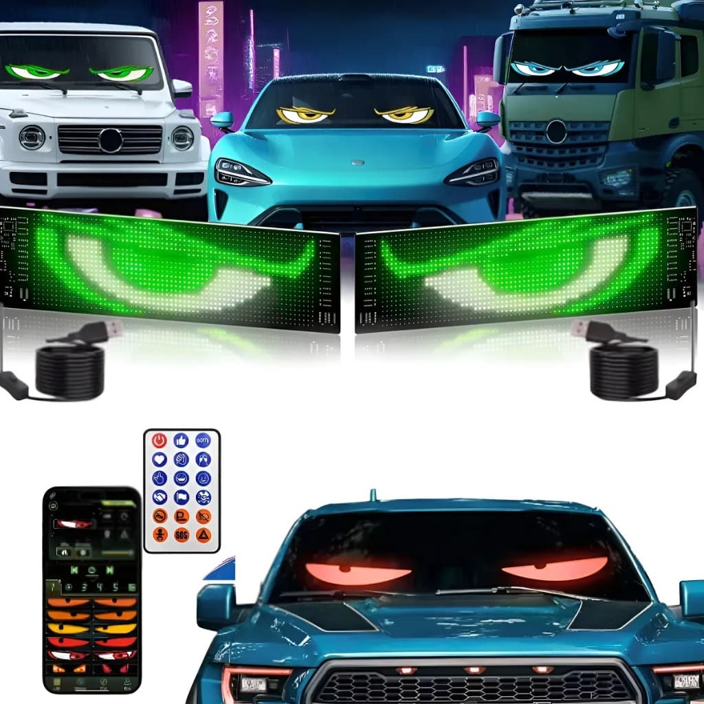 2pcs Olhos De Led Para Para-brisa De Carro E Caminhão, 60cm,Unidade de controlo Demon Eye dobrável e à prova de água