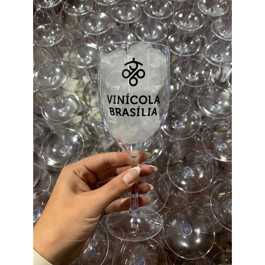 kit 20 Taças de Vinho 320ml Personalizadas para Festa - Taça Slim