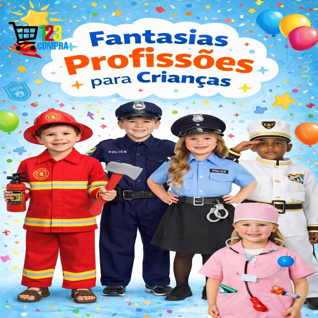 Fantasia Infantil de Bombeiro Completa com Acessórios – Para Crianças de 6 a 11 anos – Ideal para Festas, Carnaval e Hal