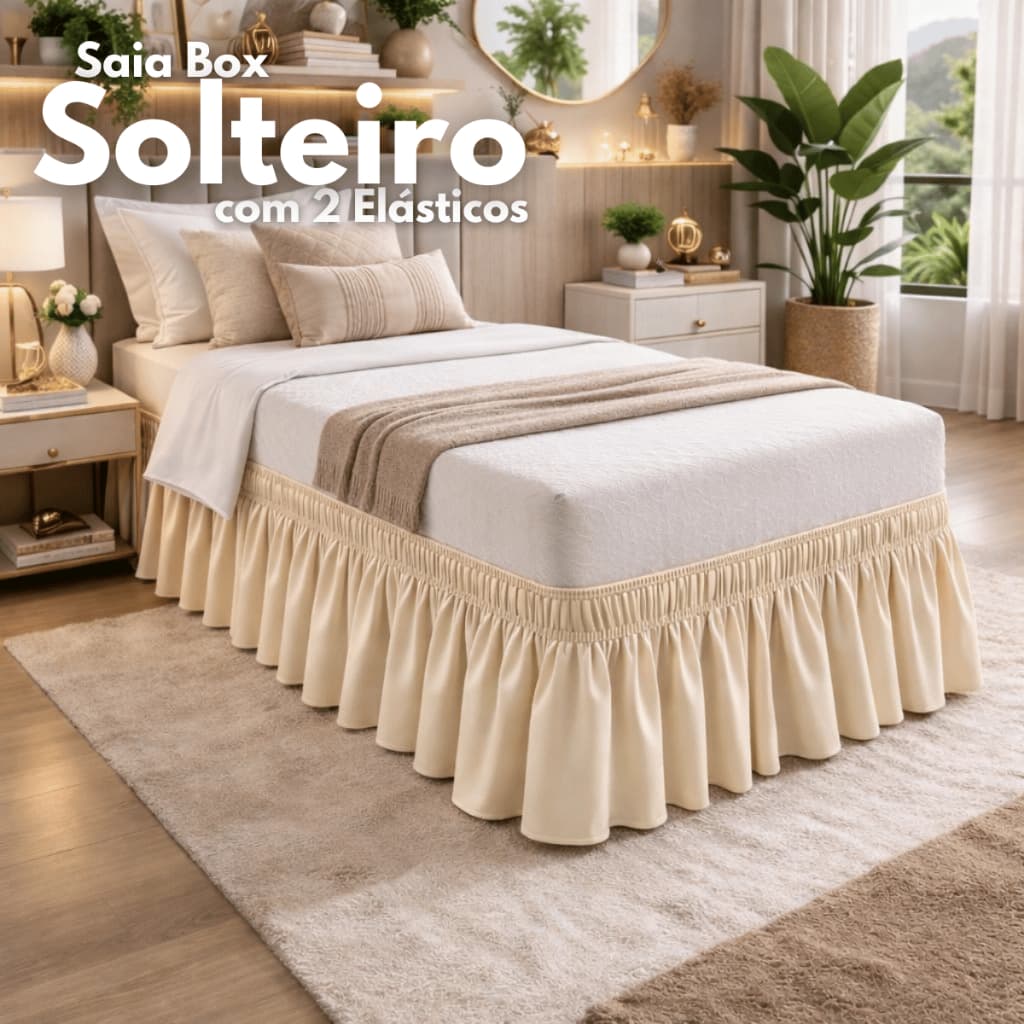 Saia Box Para Cama Box (Solteiro) PALHA Com 2 Elásticos
