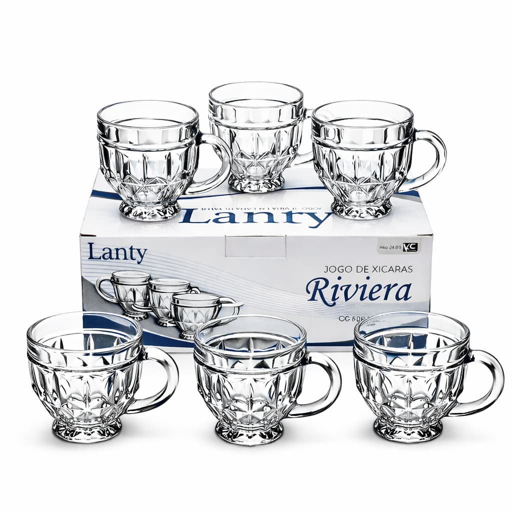 Conjunto 6 Xícaras Vidro Riviera 220ml