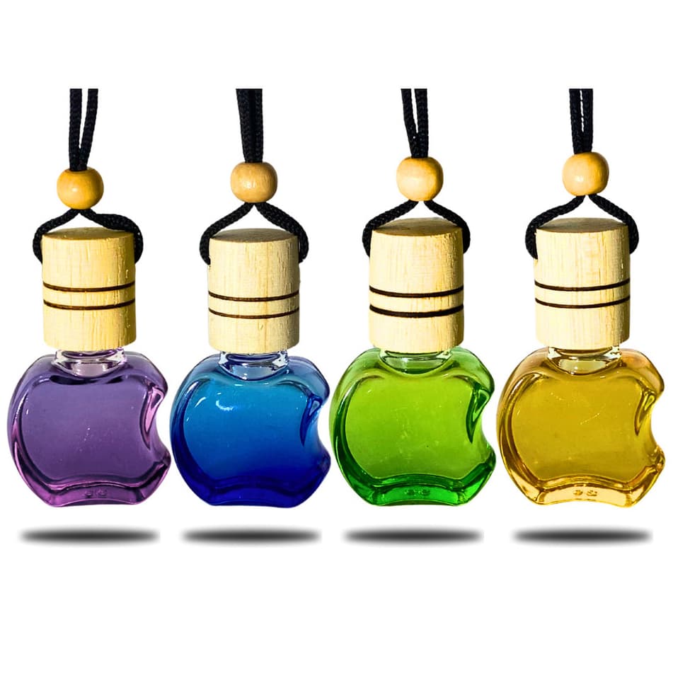 4 Cheirinhos de Carro Formato Maçã Vidro 9ml Aromatizantes Veiculares Cheirinhos Automotivos