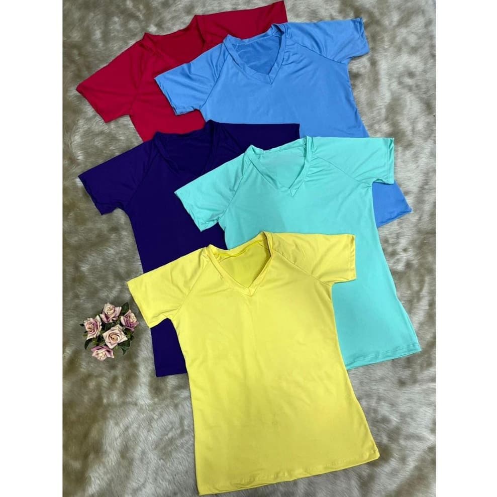 Camiseta Baby Look Decote em V - Moda Feminina Fitness Evangélica