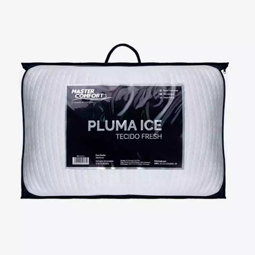 TRAVESSEIRO PLUMA ICE HOTEL FIBRA SILICONADA REFRESCANTE 70X50X15 ANTIALERGICO LINHA PREMIUM 01 UN