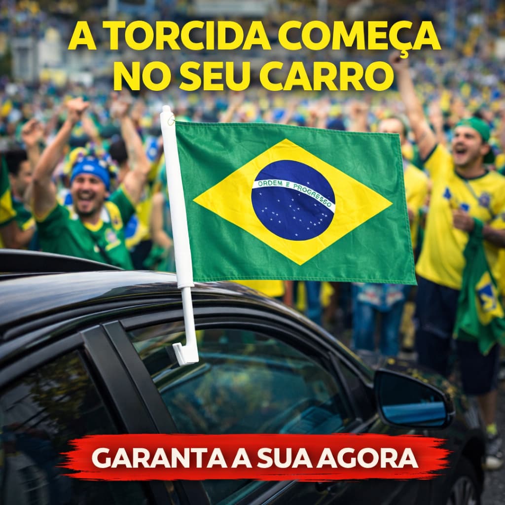Bandeira Brasil Automotiva Copa do Mundo Vidro Carro Torcida Promoção Imperdível Limitada