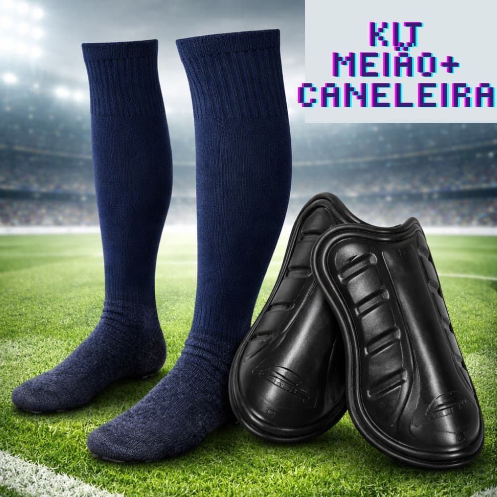 Kit Meião + Caneleira Jogador Profissional Qualidade Premium Vários Tamanhos