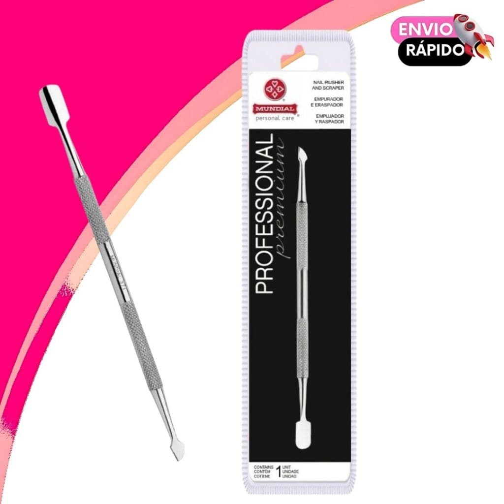 Empurrador e Raspador de Cutícula Mundial Original Aço Inox Profissional Manicure