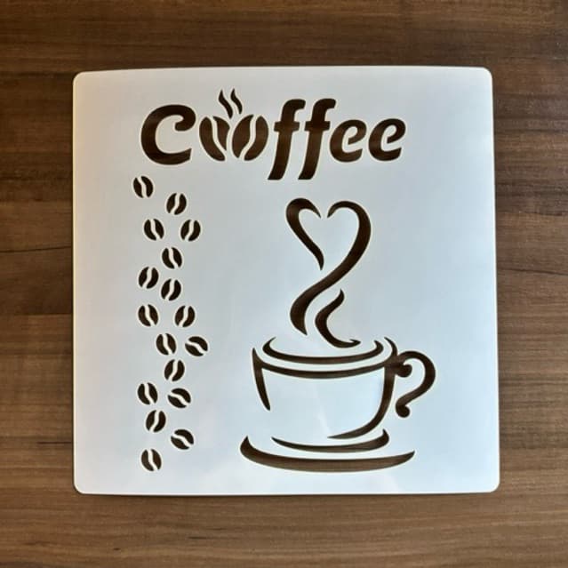 Estencil vazado Coffee Café Xicara 18x18cm molde stencil pintura