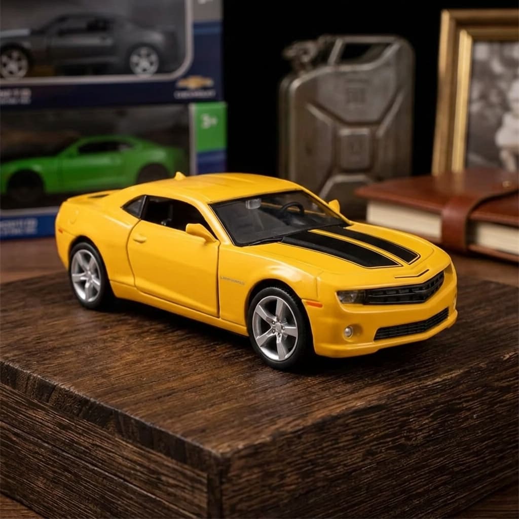 Lançamento Carrinho de Ferro Colecionador Modelo Camaro Abre Capô Com Porta de Metal e Pneu borracha