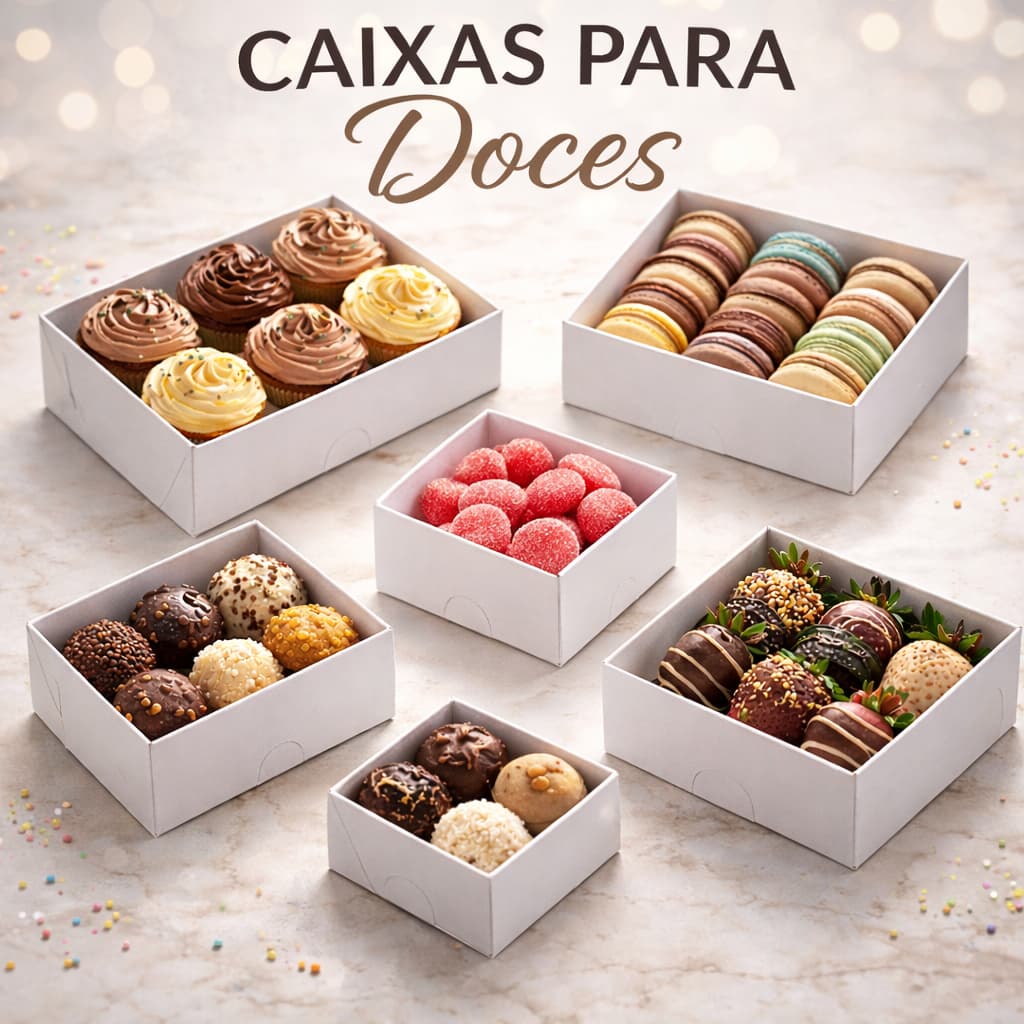 Kit 10un Caixa de Papel Quadrada e/ou Retangular com Tampa Transparente Sem Berço | Doces e Bombons