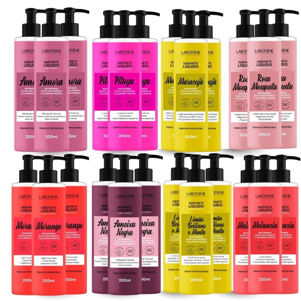 KIT 3 UNIDADES LABORENE SABONETE LIQUIDO 200ML CORPO E ROST (ESCOLHA SUA FRAGRÂNCIA)