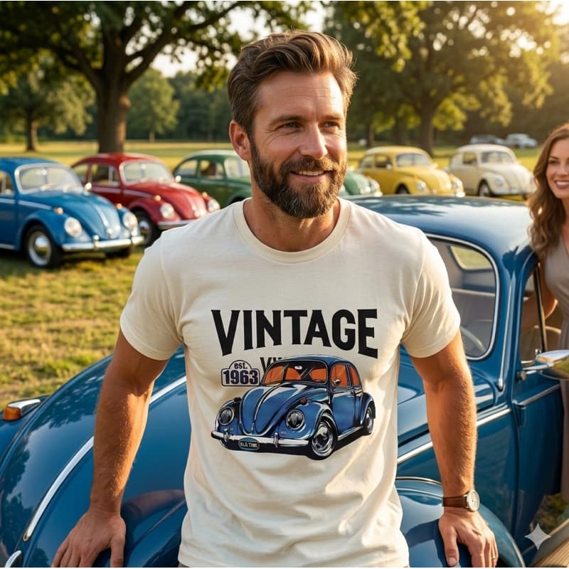 Camiseta Unissex Vintage Estampada Fusca 100% Algodão Premium Estilo Retrô Casual Confortável Edição Limitada