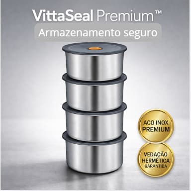 Kit 4 Potes Herméticos Inox 450ml Tampa com Vedação Segura