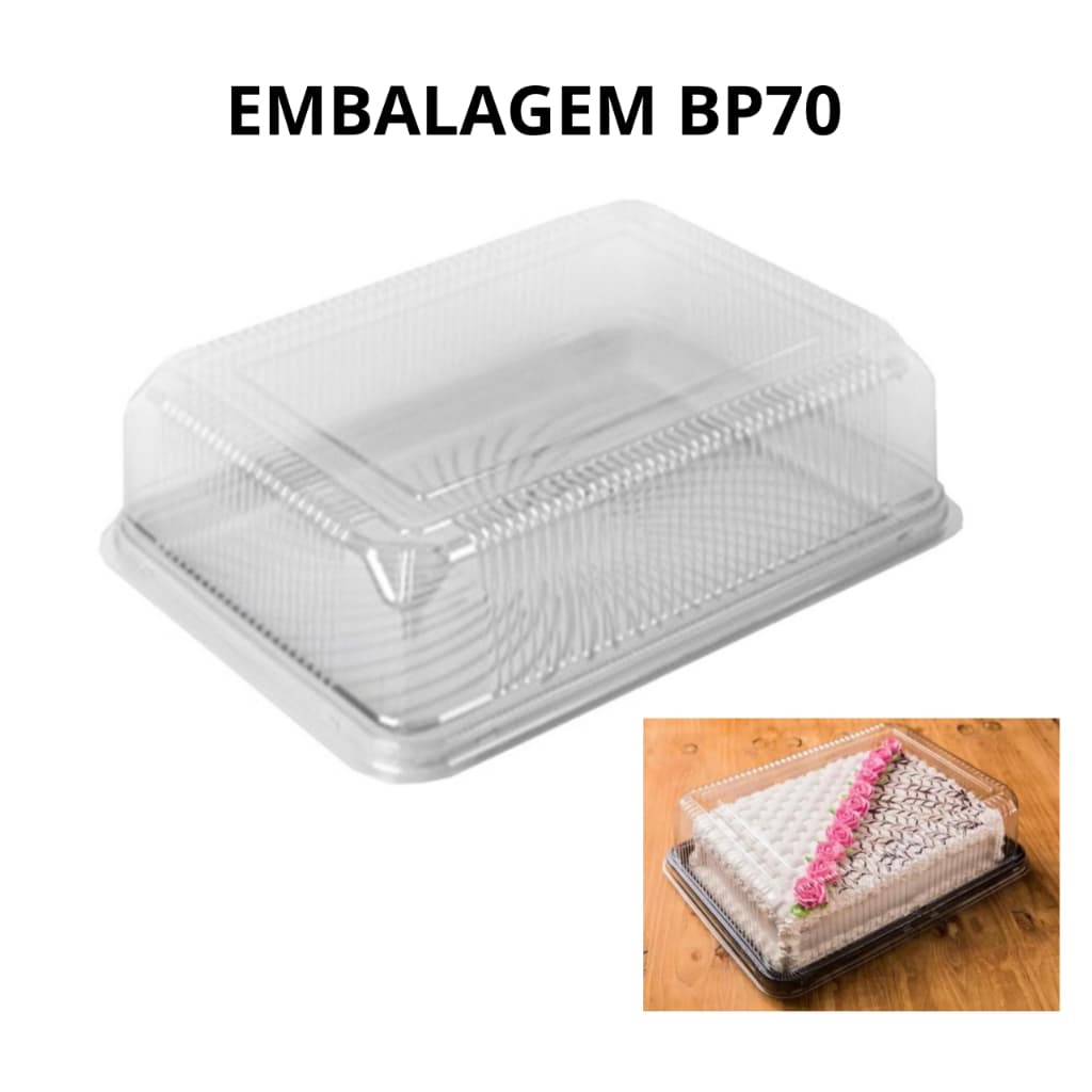 Bp70 Embalagem Para Bolo Doce Torta Forma Plástica Retangular