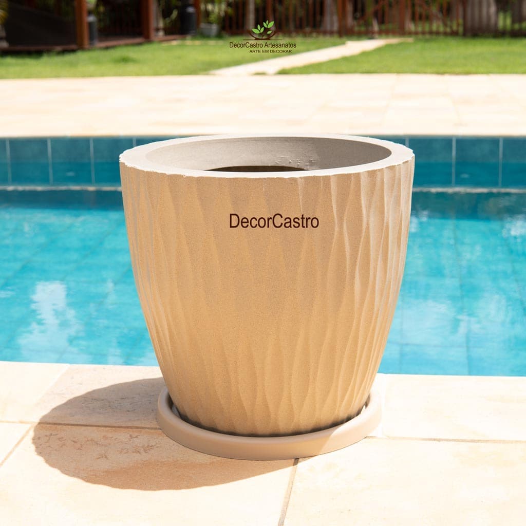 Vaso Grande para Frutiferas e Plantas Bojo Horizontal 46X49 C/Prato G em Polietileno Decorativo