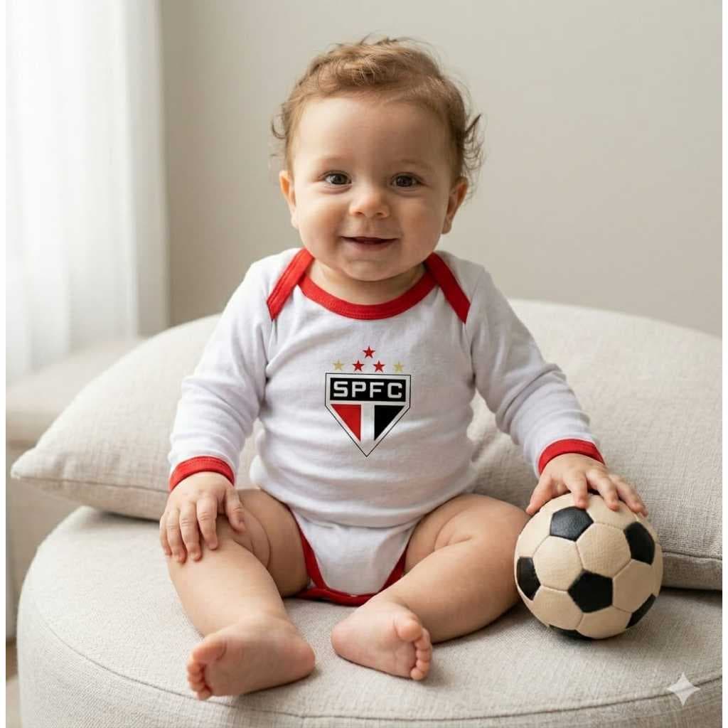 Body,São Paulo manga longa,Algodão, Suedine Premium, confortável, Antialérgico para bebê