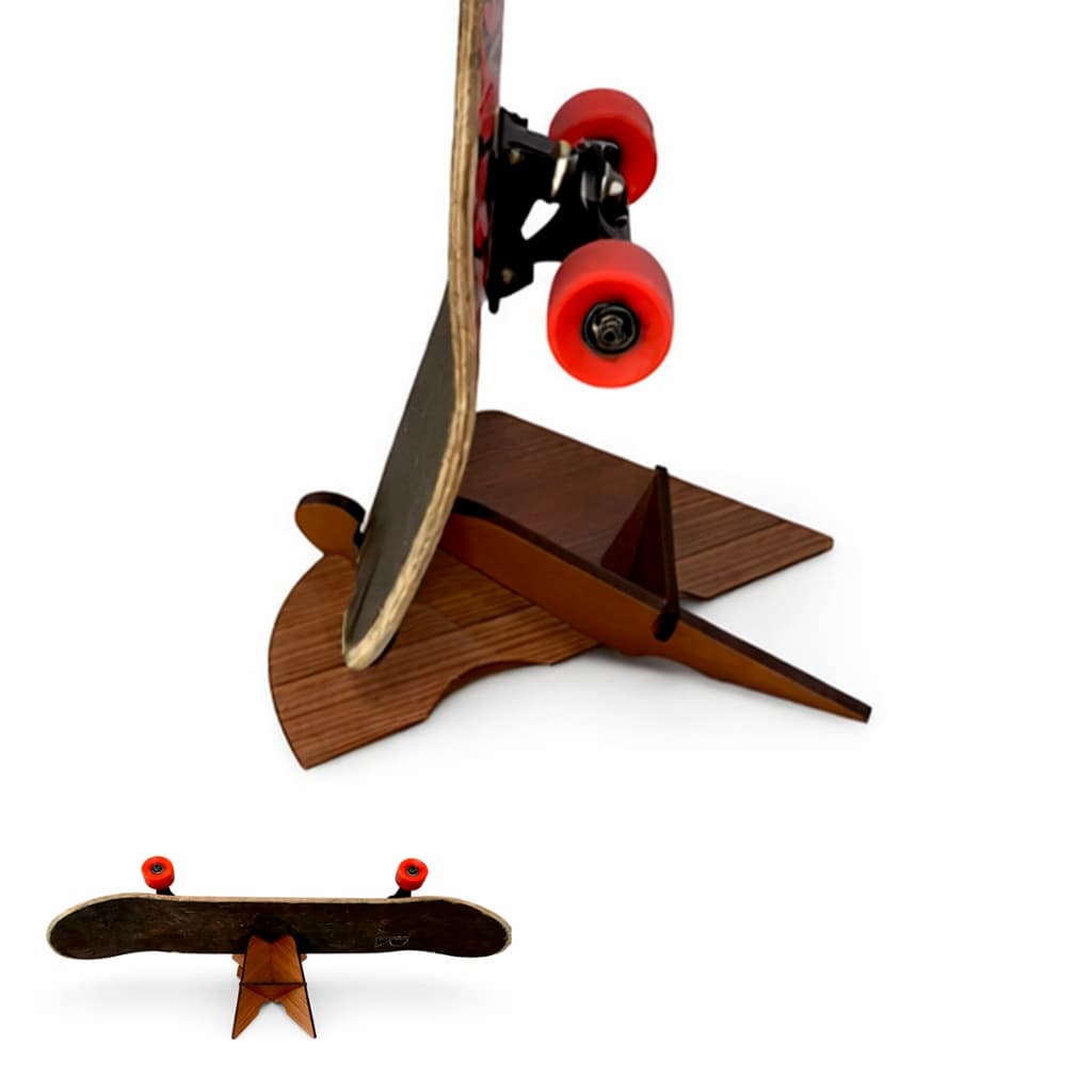 Base Suporte Expositor Skate Desmontável MDF Reforçado Trava de Estabilidade