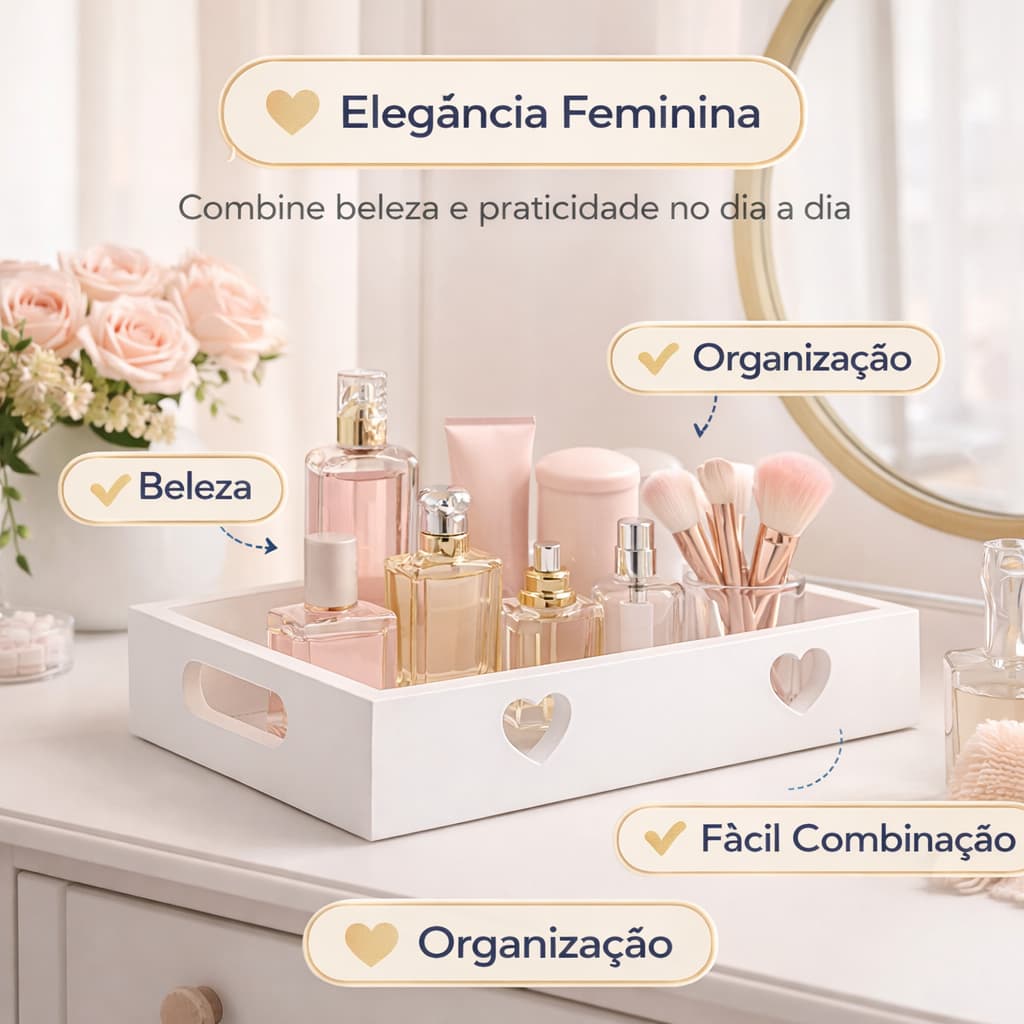 Bandeja Coração, para Cestas de Café da Manhã, Presentes, Organização e Utilidade